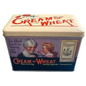 Vintage Cream of Wheat Bristol Ware Graphic Tin Hinged Rare Collectible W/Tag‎